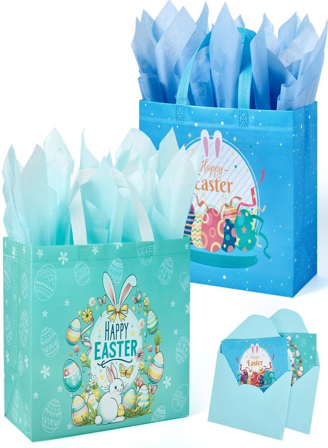 YANGTE 2-Pack 13" Large Easter Gift Bags with Tissue Paper, Reusable Non-Woven Bags with Handles for Kids' Egg Hunts and Party Supplies - Image 1